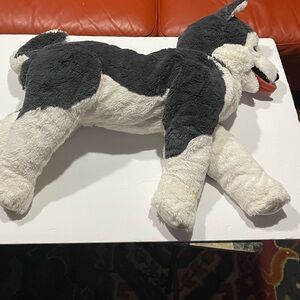 IKEA Livlig Husky Dog Plush Wolf 22” Stuffed Animal Toy Gray White Large Pillow